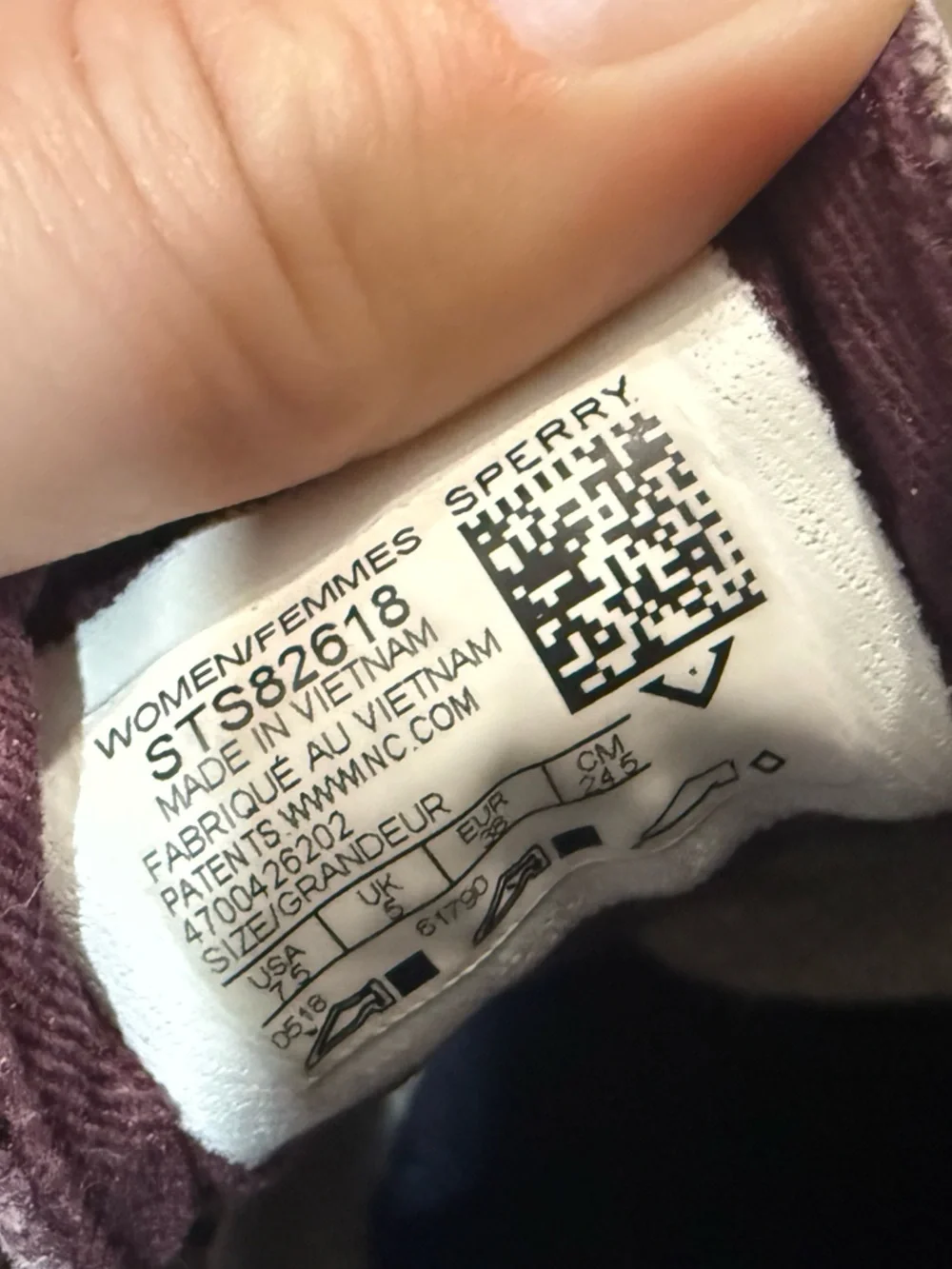 Sperry Crest Vibe Chunky Lace Sneakers Womens 7.5 Purple Plum Canvas Casual